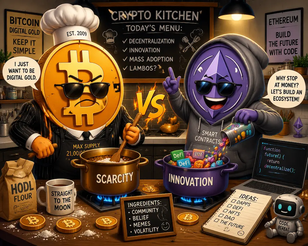 Bitcoin vs Ethereum: The Crypto Kitchen Rivalry Explained